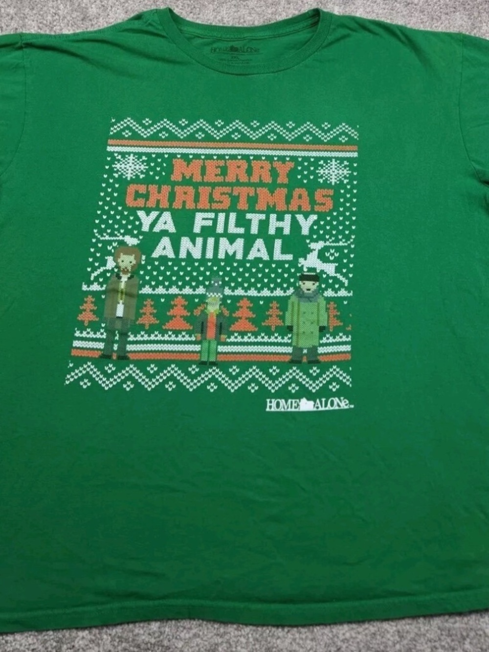 Film Memorabilia Home Alone Filthy Animal 2XL Green Merry Christmas Movie 90s